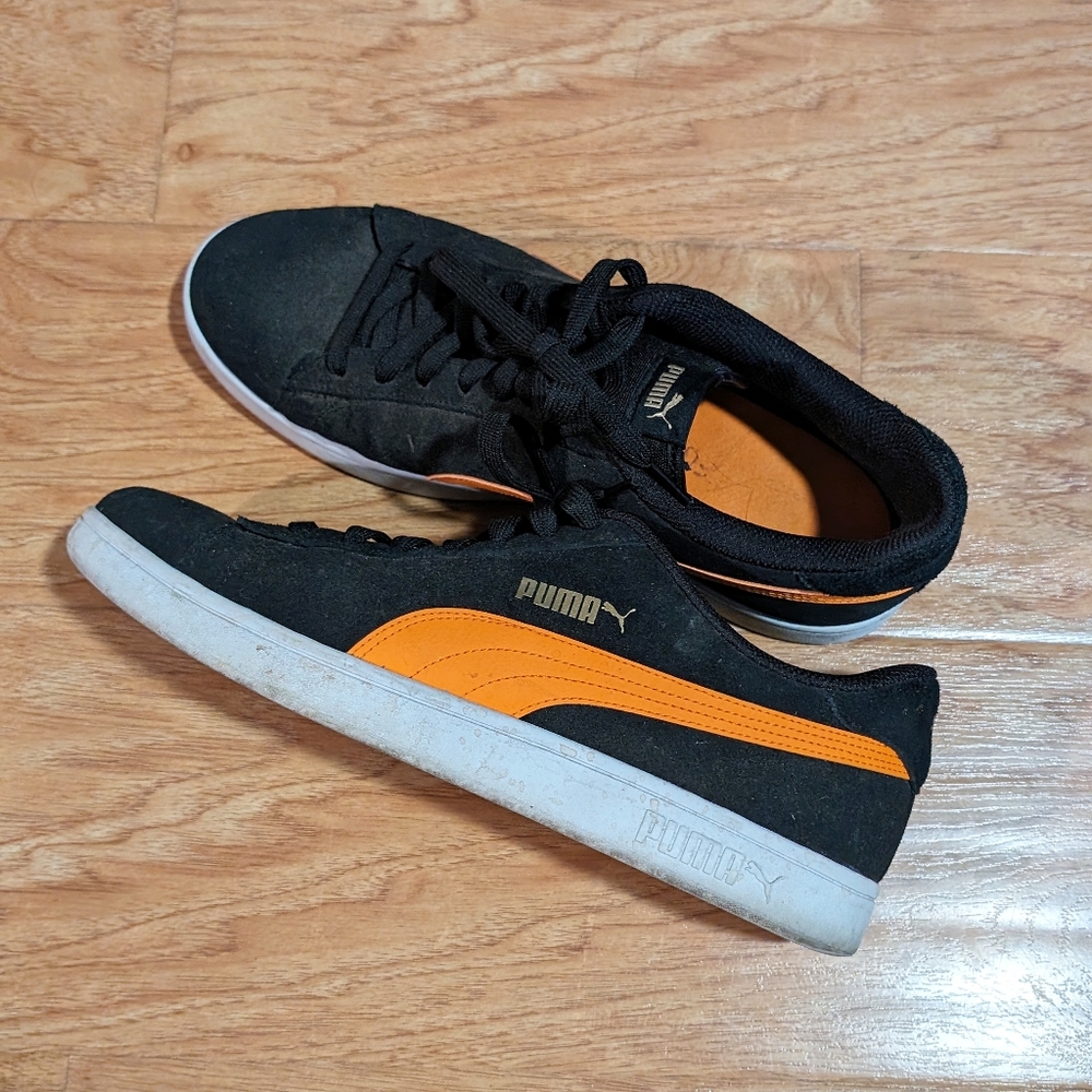 Men's Puma Smash V2 Size 12 Black Suede/Orange/Gold